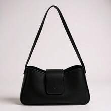 Minimalist Women's Bag With Zipper And Magnet Closure – Elegant Shoulder Strap - Black - View 2