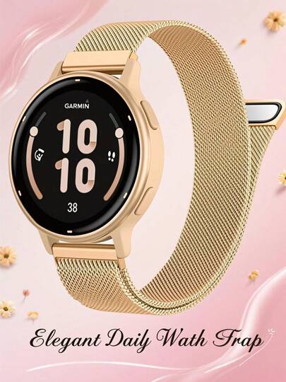 18mm 20mm 22mm Metal Band Compatible With Garmin Smartwatch, Stainless Steel Mesh Strap For Vivomove 3S/Style/Luxe/Sport//3, Vivoactive 5/6/4/4S/3, Venu 3S/3/2S/2/2 Plus/Sq/Sq 2, Forerunner 35/45/45S/55/245/255/255S/265/265S/645/735XT/745/935/945/945 LTE/965, Fenix 5/5 Plus/6/6 Pro/7 Series, Epix Gen2, Instinct 1/2, Enduro/Enduro 2, Approach S12/S40/S42/S62, Descent Mk1/Mk2/Mk2i/Mk3 Watch Bands For Women Men