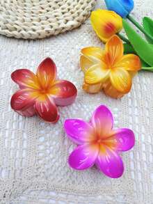 1pc/3pcs/4pcs/6pcs/9pcs 8cm Hibiscus Flower Shaped Hair Clips, Blue/Pink/Purple Lightweight Plastic Bathroom Hair Accessories Suitable For Daily Outing, Casual Party, Commute, Beach Holiday, Ponytail, Bun, Face Washing, Makeup, Outfit Matching Fashion Claw Clips