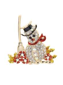 1/5 Piezas de broches de Navidad con diamantes incrustados - Alfileres florales creativos - Manzana roja, muñeco de nieve, campana, alce de dibujos animados - Broches para damas - Regalo de Navidad perfecto