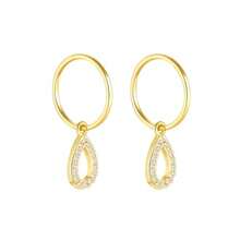 24K Gold Plated 925 Solid Sterling Silver Sleeper Huggie Hoop Charm Earrings For Women Waterdrop Dainty Zirconia Earrings