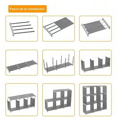 12 rejillas Estantería para recámara, estantería para libros, libros, bricolaje, estantería alta.