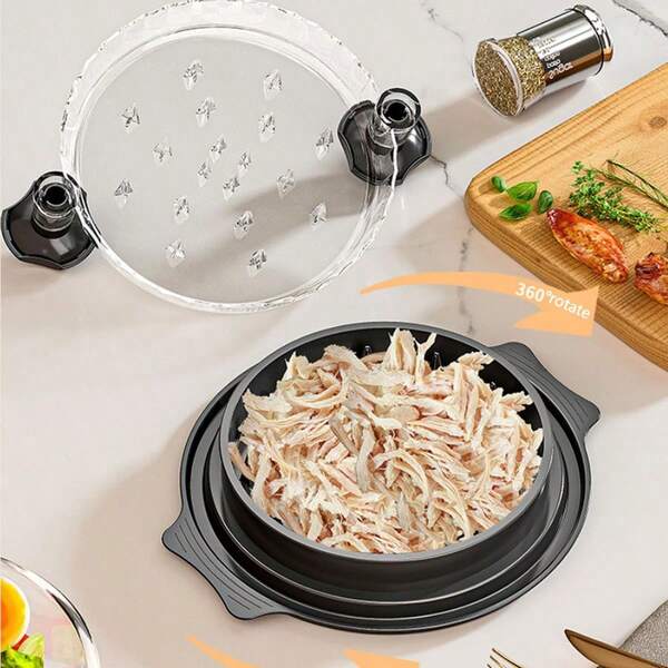 1 pezzo, Utensile per sfilacciare il pollo in cucina, Tritatutto per carne sfilacciata visibile, Tritatutto per pollo con coperchio trasparente e spazzola per la pulizia, Striscia antiscivolo, Adatto per manzo e pollo, Design a spirale, Facile da usare, Adatto per piccoli utensili da cucina, Sfilacciatura della carne | Impugnatura comoda | Struttura in plastica, Sfilacciatore di carne