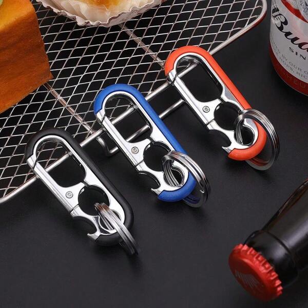 3pcs Men's Outdoor Bottle Opener Keychain, Car Fishing Keychain, Auto Accessories, Portable, Manual, Suitable For Camping And Daily Use