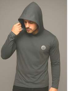 Kit 10 Camisa Térmica Proteção Uv Segunda Pele Com Capuz Masculina - Cinza - Visão 2