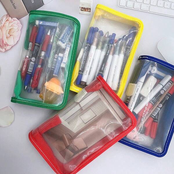 1 pieza Bolsa de almacenamiento minimalista transparente, tamaño A6, alta capacidad para artículos de papelería, pegatinas, suministros de oficina, adecuado como regalo de Navidad, pequeño regalo para estudiantes