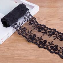 1 码白色棉质刺绣蕾丝面料，用于 DIY 缝纫窗帘裙饰，15 厘米宽 - 彩色 - 查看 11