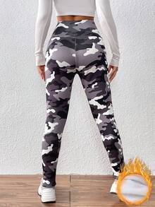 Winter Women Fashion Athletic & Casual Leggings, Multi-Color Camouflage Print Stretchy High Elastic Tights For Fitness Workout, Training, Jogging, Exercise, Yoga, Outdoor Activities, Everyday Wear,