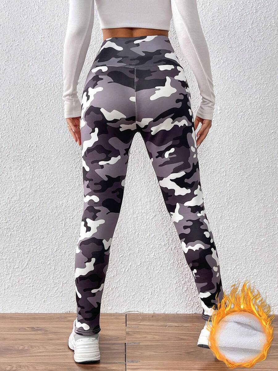 Winter Women Fashion Athletic & Casual Leggings, Multi-Color Camouflage Print Stretchy High Elastic Tights For Fitness Workout, Training, Jogging, Exercise, Yoga, Outdoor Activities, Everyday Wear,