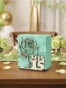 12 Servilleteros Rosa Mis XV  Modelo de MDF - Camel - Ver 1