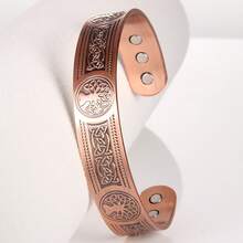 Powerful Magnet Copper Tree Of Life Bracelet - Adjustable Solid Copper Bangle With 6 Magnets, Exquisite Celtic Knot Design, Unisex Jewelry Gift, Polished Surface - 青銅 - 查看 4