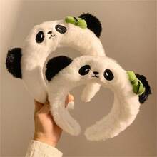 1Pcs Washing Face Panda Headband - Cute Plush Ears With Green Bow, Kawaii Zoo Trip Hair Accessory For Girls, Y2K Amusement Park Photo Prop - FG162-熊貓髮箍 - 查看 3
