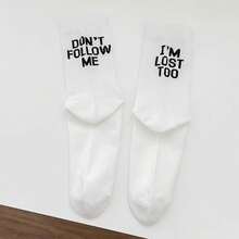 1/2/4 pares Envío aleatorio de calcetines con eslogan raro, letra simple, calcetines de skate, calcetines de pareja, calcetines deportivos y casuales de moda para hombres y mujeres