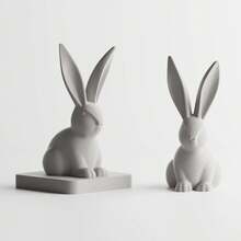 ORIZZONTE Modern Easter Decoration – Minimalist Bunny With Or Without Base – Spring Sculpture For Home, Table Or Desk – Festive Gift Idea – Available In 2 Variations – 100% Made In Italy, Shipping From Italy - Grey - View 3