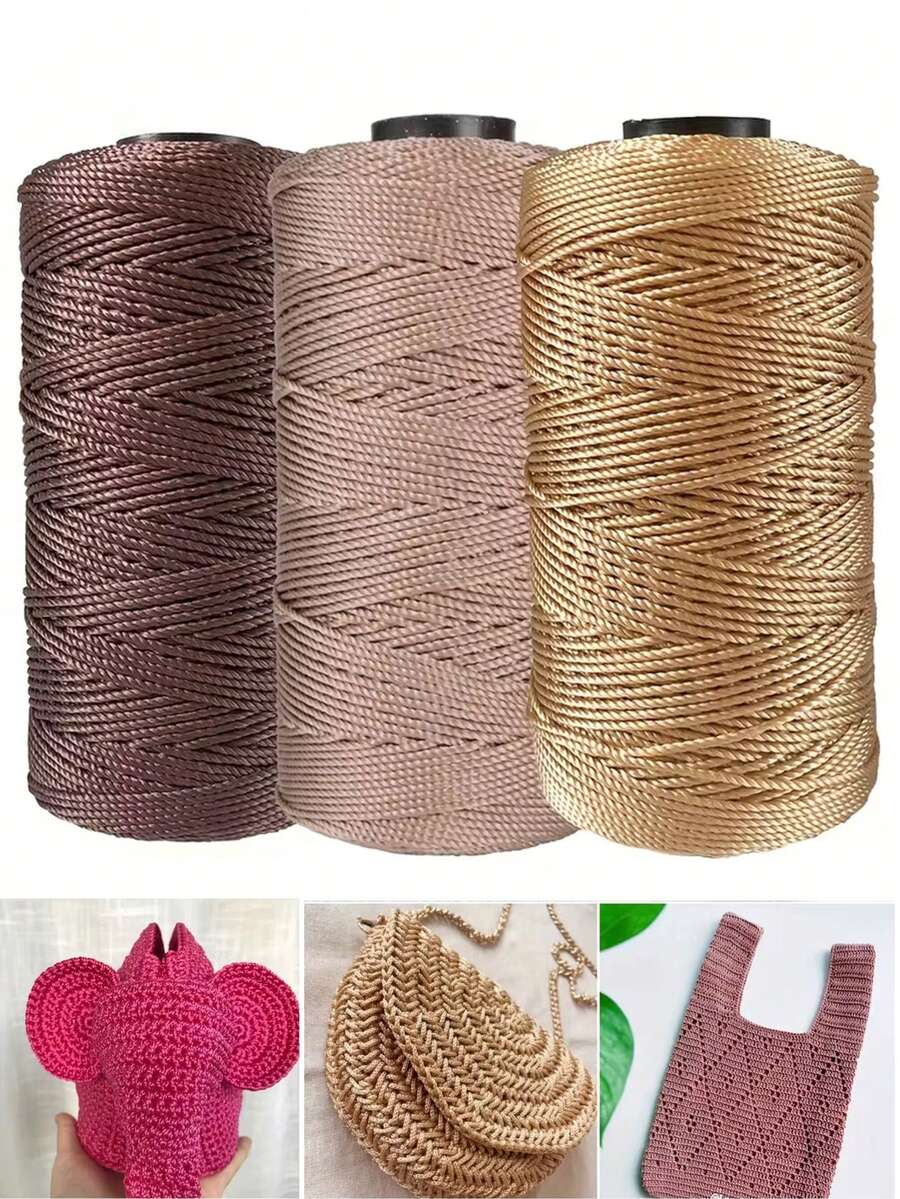 300g Polyester Yarn Bundle, 100g Per Piece - Ideal For DIY Knitting And Crocheting Hats, Bags, Cushions | Assorted Colors Including Blue, Pink, Purple, Yellow - Multicolor - View 1