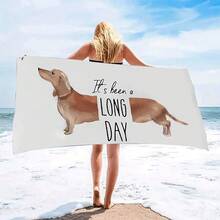 فوطة شاطئ سريعة الجفاف بتصميم كلب الدشهند الممتع - خالية من الرمال، مثالية لعشاق الكلاب، مناسبة للاستخدام في المسبح والحمام والشاطئ والمطبخ والاستحمام، هدية