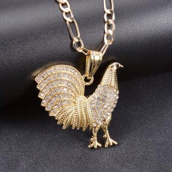 1pc Unique Rooster Design Pendant Necklace, Decorative Pendant, Unisex Holiday Gift