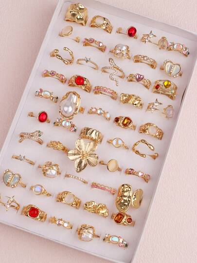 11 Parça/Set Zarif Sevimli Pembe Taşlı Yüzükler, Kız ve Erkek Çocuklar İçin Doğum Günü Hediyeleri, Günlük Kullanım Aksesuarları