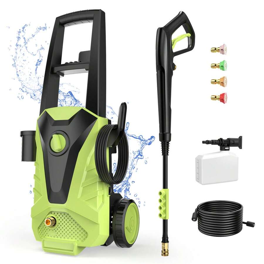 OLIXIS Electric Pressure Washer, High Pressure Cleaning Machine With Foam Cannon, 2.0 GPM Power Washer With 5 Quick Connect Nozzles For Fences Decks Patios - Green - View 1