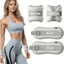Pesas de Tobillo Ajustables para Fitness, Juego de Pesas de Entrenamiento de Fuerza de Mueca Tobillo y Brazo Pierna Pesos, Mueca con Correa Ajustable, para Ejercicio, Footing, Yoga, Gimnasio - Gris 2x1KG - Ver 2