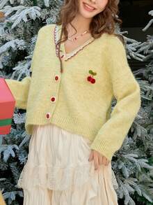 Women Cardigans - Yellow - View 2