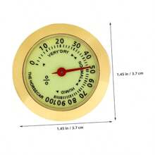 2 piezas higrmetro mecnico para humidificador y guitarra, pequeo indicador de humedad luminoso, porttil, analgico, humedad para viajes y fcil almacenamiento - Dorado - Ver 3
