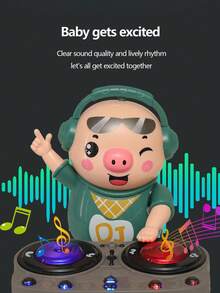 1 pieza Juguete electrónico de cerdo DJ con música y baile, juguete musical de pato DJ con luces LED y música, juguete musical de cerdito bailarín para niños (sin baterías incluidas)