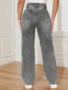 Pantaloni din denim spălat casual pentru femei, toamnă/iarnă, cu buzunare și găuri rupte, blugi pentru costume de Halloween la modă - Gri deschis - Vizualizare 5