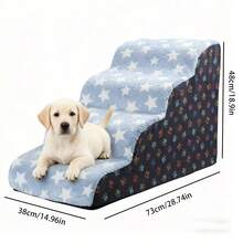 1pc Cartoon Pet Stairs, 2/3/4/5 Steps High Elastic Foam Climbing Ladder Suitable For Elderly, Disabled Pets To Access Sofa, Bed, Non-Slip & Removable
