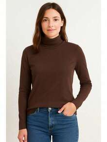Cacharrel Women's Turtleneck Long Sleeve Second Skin Top - 鏽棕色 - 查看 1