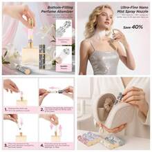 Travel Perfume Bottle Refillable, Perfume Atomizer Leak - Proof Portable 5ML Empty Atomizer Sprayer Bottle Traveling And Outgoing Pink - Leather Style, 5ML - 黑色+5ml - 查看 1