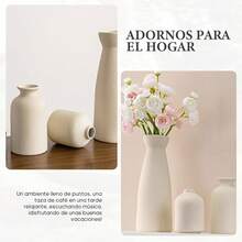 Jarrones de Cerámica,Pequeño Florero para Centro de Mesa,Jarrón Clásico,para La Decoración del Hogar Moderno,Mesa de la Boda,Fiesta,Escritorio,Sala de Estar,Dormitorio de Oficina - beige - Ver 4