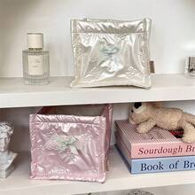 This Adorable Pink 3D Ribbon Or Heart-Shaped Storage Basket Is The Perfect Choice For Christmas And Holiday Decor. It Is Designed To Reduce Desktop Clutter And Is Waterproof, Making It Great For Storing Cosmetics, Organizing Makeup Brushes And Skincare Products, While Also Serving As A Beautiful Desktop Decoration. Additionally, It Can Be Used As A Cosmetic Organizer, Plastic Basket, Toy Basket, Home Decor, And Room Or Bedroom Decor, Making It An Excellent Gift For Friends And Family. - Multicolor - View 7