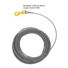LianDu-US 8inx150FT Wire Rope, Stainless Steel Wire Rope Cable With Swivel Hook And Self Locking Hook For Winch Operations, Lifting, Rigging, Towing (Yellow) - Yellow - View 8