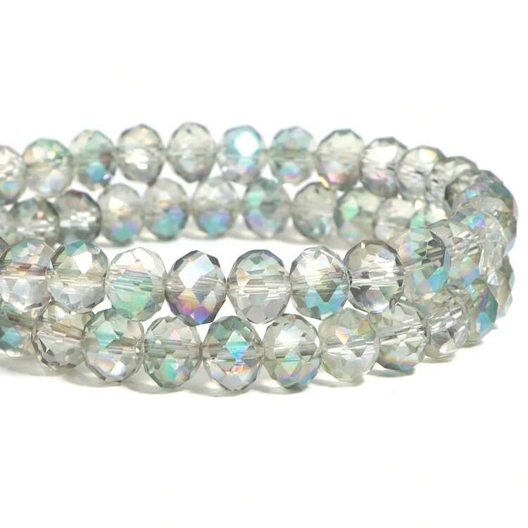 1pc Shiny Light Green Faceted AB Color Abacus Glass Crystal Beads 4/6/8mm, Fashion Classic Colorful Christmas Decoration Jewelry Making DIY Craft Supplies For Earrings/Bracelets/Anklets/Necklaces, Christmas Tree Decor, Holiday Decoration, Wedding Decor, Window Decor, Clothing & Bag Accessories - Light Green - View 9