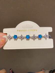 1 pieza Pulsera de cobre con circonita cúbica de trébol de cuatro hojas de colores, estilo de moda Dopamina, elegante pulsera de cadena para uso diario de las mujeres, regalo