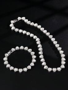 2pcs Luxury Heart-Shaped 3D Jewelry Set, Stylish Jewelry Set - Jewelry Set - View 4