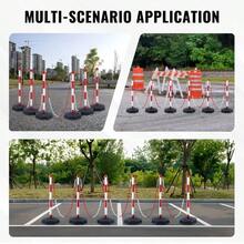 Adjustable Traffic Delineator Post Cones 6 Pack Traffic Safety Delineator Barrier With Fillable Base 6.6FT Chain For Traffic Control Warning Parking Lot Construction Caution Roads RedWhite - RedWhite - View 6