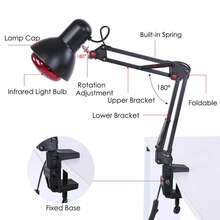 Lámpara Luz Inflaroja Fisioterapia Rehabilitación Beneficios Negro Negro - luz roja blanca - Ver 6