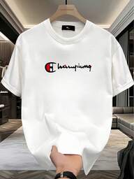 Camiseta de hombre con cuello redondo y manga corta. Estilo casual con estampado moderno y cómodo. Modelo pareja, para hombres y mujeres. Camiseta de media manga con estampado guanjun