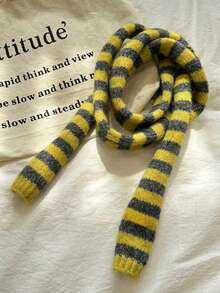 Sciarpa lavorata a maglia a righe, scalda collo di colore a contrasto alla moda, versatile per l'autunno/inverno da abbinare ai vestiti