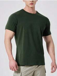 Camisetas Basica Lisas Manga Curta Algodao - Verde Militar - Visão 2