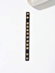 1pc Women's Punk Rivet PU Triangle Rivet Motorcycle Dark Goth Y2K Adjustable Bracelet, Suitable For Daily Wear