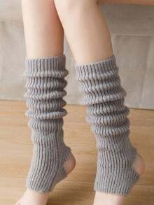 1 双女士黑白灰三色马镫式腿套，芭蕾/拉丁风格，百搭修身针织腿套，适合春、秋、冬三季穿着，是感恩节和圣诞节的完美礼物。 - 白色 - 查看 9