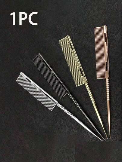 Pointed Tail Aluminum Comb Hair Salon Highlighting Sectional Parting Comb Fine-Toothed Anti-Static High-Temperature Resistant Styling Brush For Hairstylists,Rat Tail Comb With Ergonomic Handle & Technology - Detangling Hair Comb For Wet/Dry Hair, Sensitive Scalp, Braids, Dreadlocks, Extensions,Hair Brush,Slick Back Brush,Styling Brush,Curly Hair Brush,Edge Brush,Hair Comb,Brush Hair,Hair Brush Set,Comb Hair,Comb For Curls,Detangling Brush,Hair Brush For Women,Hair,Travel,Hair Products,Hair Tools,Hair Stuff,Barber,Barber Accessories,Barbershop,Hairdressing Equipment