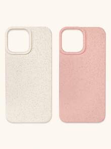 2pcs Wheat Straw Phone Cases, Minimalist Solid Color Phone Cases, Pink & White Phone Cases, Compatible With IPhone & Galaxy, 16, 16 Pro Max, 16 Pro, 16 Plus - Multicolor - View 16