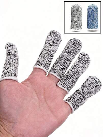 10/20件套通用防割指套 加厚耐磨劳保用品 弹力耐磨 尼龙材质 拇指刀采摘 雕刻防割指套 防割指套 劳保指套 5级防护套带松紧带 手工艺配件 产业工人防护用品 适用于园艺采摘厨房家居装饰