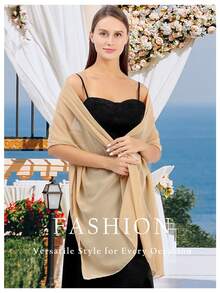 1 件时尚柔软雪纺围巾披肩和披肩适合晚礼服、婚礼披肩、新娘围巾、女士 Pashmina 黑色披肩