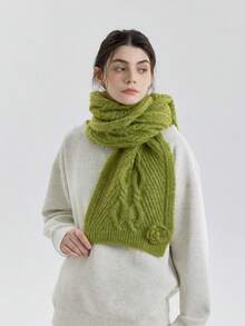 1 szt. damski szalik z dzianiny Rose Twist, mieszanka wełny, elegancki i modny, uniwersalny na jesień/zimę, odpowiedni do noszenia w pomieszczeniach, w biurze, na zewnątrz, na randki