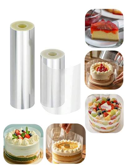 1 Rolle Verdickende transparente Mousse Kuchenkragen, harte Kunststoff Kuchenkante Dekoration für Geburtstagskuchen Dessert Umrandung Film